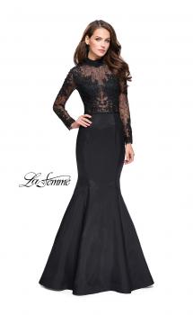 Picture of: Long sleeve Mermaid Mikado Prom Dress with Beading in Black, Style: 25677, Main Picture
