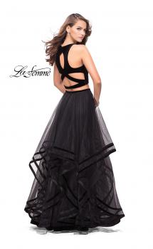 Picture of: Two Piece Tulle Gown with Velvet High Neck Top in Black, Style: 25817, Main Picture