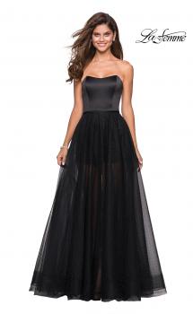 Picture of: Strapless Gown with Tulle Rhinestone Skirt and Shorts in Black, Style: 27522, Main Picture