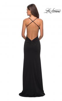 Picture of: Floor Length Jersey Dress with Soft V Neckline in Black, Style: 27657, Main Picture