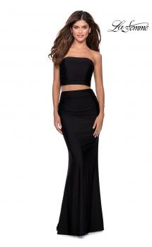 Picture of: Tube Top Two Piece Long Jersey Prom Dress in Black, Style: 28703, Main Picture