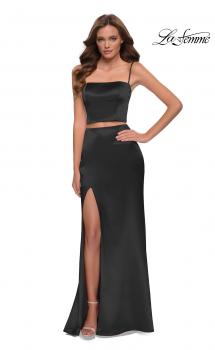 Picture of: Two Piece Stretch Satin Prom Dress in Black, Style 29941, Main Picture