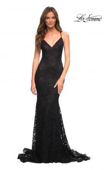 Picture of: Stunning Mermaid Stretch Lace Gown with Low Back in Black, Main Picture