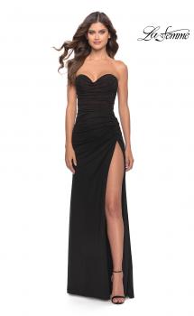 Picture of: Stunning Long Gown with Sheer Waist and High Slit in Black, Style: 31058, Main Picture