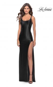 Picture of: Liquid Jersey Fitted Dress with High Slit in Black, Style: 31372, Main Picture