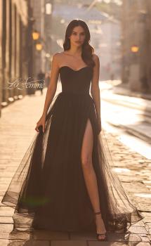 Picture of: A-line Tulle Dress with Satin Top and Rhinestone Neckline in Black , Style 32731, Main Picture