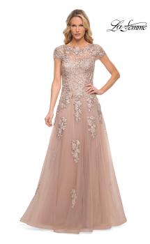 Picture of: Gorgeous Lace and Tulle Gown with Full Skirt and Sleeves in Pink, Style: 29829, Main Picture