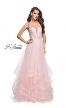 Picture of: Prom Dress with Tulle Skirt and Lace Beaded Bodice in Blush, Style: 25639, Main Picture