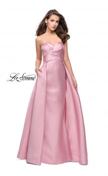 Picture of: Strapless A-line Prom Dress with Cape Skirt and Pockets in Blush, Style: 25738, Main Picture