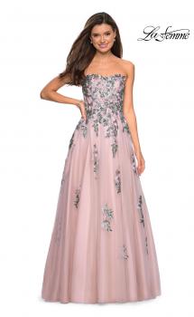 Picture of: Blush Ball Gown with Cascading Floral Appliques in Blush, Style: 27816, Main Picture
