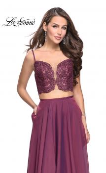 Picture of: Two Piece Gown with Beaded Lace Bodice and A-line Skirt in Boysenberry, Style: 25830, Main Picture