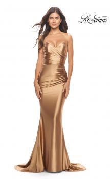 Picture of: Sweetheart Trumpet Liquid Jersey Gown with Ruching in Bronze, Style: 31322, Main Picture