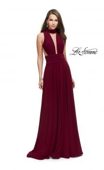 Picture of: A-line Prom Dress with Choker Neck Detail and Open Back in Burgundy, Style: 25568, Main Picture