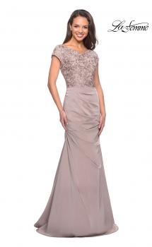 Picture of: Long Jersey Dress with Embellished Ruched Top in Champagne, Style: 26806, Main Picture