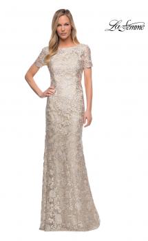 Picture of: Beautiful Lace Mother of the Bride Dress with Short Sleeves in Champagne, Main Picture