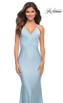 Picture of: Sparkling Pastel Jersey Gown with Open Back in Cloud Blue, Main Picture