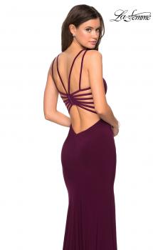 Picture of: Sultry Long Dress with Intricate Strappy Back in Burgundy, Style: 27072, Main Picture