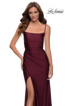 Picture of: Jersey Dress with Square Neckline and Ruching in Dark Berry, Style 29710, Main Picture