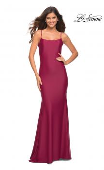 Picture of: Chic Luxe Jersey Gown with Train and V Back in Dark Berry, Main Picture
