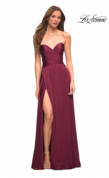 Picture of: Simple Strapless Jersey Dress with High Slit in Purple, Style: 30700, Main Picture