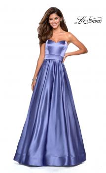 Picture of: Strapless Metallic Prom Gown with Empire Waist in Dark Periwinkle, Style: 27506, Main Picture