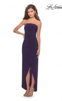 Picture of: Long Strapless Jersey Dress with Side Ruching in Dark Purple, Style: 28204, Main Picture