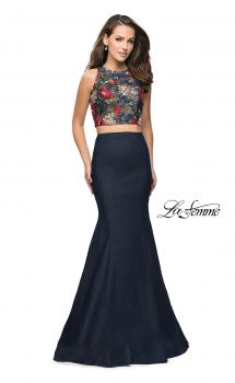 Picture of: Two Piece Mermaid Prom Dress with Denim Skirt in Dark Wash, Style: 25614, Main Picture