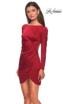 Picture of: Long Sleeve Dress with Wrap Skirt and Open Back in Deep Red, Style: 28192, Main Picture