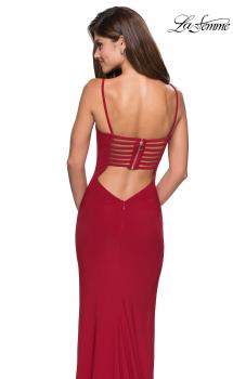 Picture of: Simple Floor Length Jersey Dress with Scoop Neck in Deep Red, Style: 27469, Main Picture