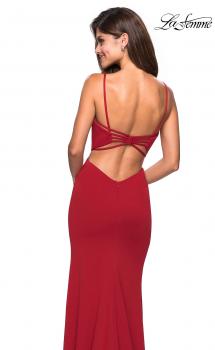 Picture of: Form Fitting Long Dress with Cut Outs and Strappy Back in Deep Red, Style: 27516, Main Picture