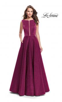 Picture of: High Neck Sparkling A-line Dress with Strappy Open Back in Fuchsia, Style: 25895, Main Picture