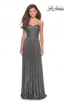 Picture of: Long Sequined Dress with Sweetheart Neckline in Gunmetal, Style: 27879, Main Picture