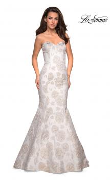 Picture of: Floor Length Mermaid Strapless Floral Prom Dress in Ivory Gold, Style: 27275, Main Picture