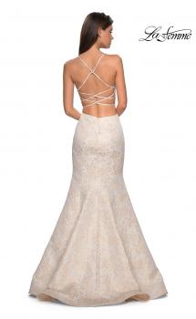 Picture of: Two Piece FLoral Mermaid Gown with Strappy Back in Ivory Gold, Style: 27749, Main Picture