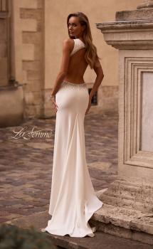 Picture of: Open Back Evening Dress with Rhinestone Embellished Sides and Back in Ivory , Style: 32922, Main Picture