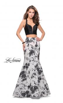 Picture of: Floral Two Piece Prom Gown with Strappy Back in Ivory Multi, Style: 25756, Main Picture
