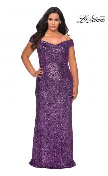 Picture of: Off The Shoulder Sequin Plus Size Prom Dress in Lavender, Style: 28795, Main Picture