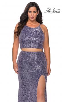 Picture of: Two Piece Long Sequin Plus Size Prom Dress in Lavender, Style: 29026, Main Picture