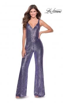Picture of: Chic Sequin Jumpsuit with V-Neckline in Lavender, Style: 28722, Main Picture