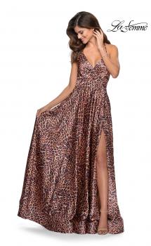 Picture of: Leopard Print A-line Prom Gown with Tie Up Back in Leopard, Style: 28923, Main Picture