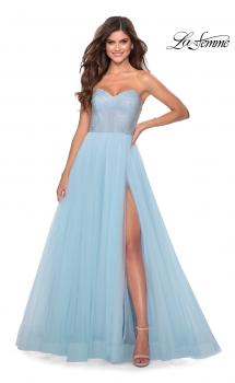Picture of: Tulle A-line Ball Gown with Net Beaded Bodice in Light Blue, Style: 28559, Main Picture