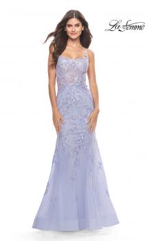 Picture of: Beautiful Mermaid Gown with Sequin Lace Details in Light Periwinkle, Style: 31581, Main Picture