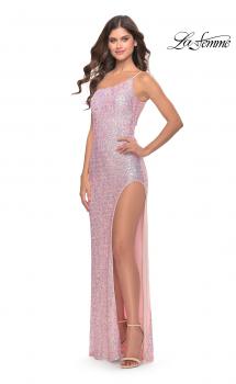 Picture of: Elegant Soft Sequin One Shoulder Long Dress in Light Pink, Style: 31212, Main Picture