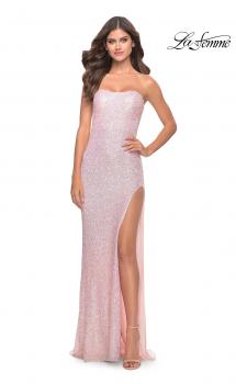 Picture of: Beaded Lace Strapless Dress with Modified Sweetheart Neckline in Light Pink, Style: 31355, Main Picture