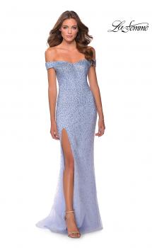 Picture of: Off The Shoulder Rhinestone Tulle Prom Dress in Lilac Mist, Style: 28658, Main Picture