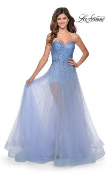 Picture of: Strapless Beaded Net Prom Dress with Sheer Bodice in Lilac Mist, Style: 28902, Main Picture