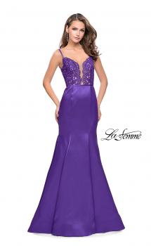 Picture of: Mikado Prom Dress with Lace Beaded Bodice and Low Back in Majestic Purple, Style: 25751, Main Picture