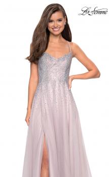 Picture of: Long Tulle Ball Gown with Cascading Rhinestones in Mauve, Style: 27750, Main Picture