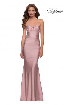 Picture of: On Trend Jersey Long Dress with Ruching on Bodice in Mauve, Style 29873, Main Picture