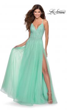 Picture of: Tulle Dress with Cascading Rhinestone Detail n Mint, Style: 28636, Main Picture